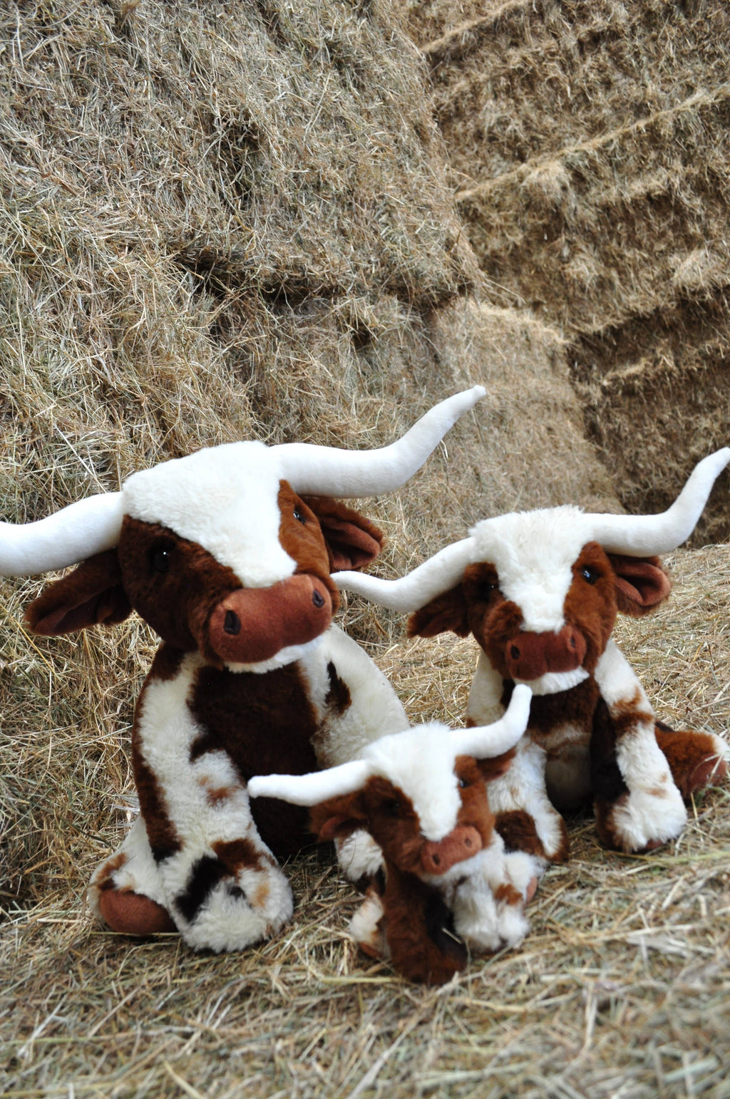 Jomanda Soft Toys & Accessories - UK Based - Mini peluche vache Texas Longhorn crème et marron 11 cm