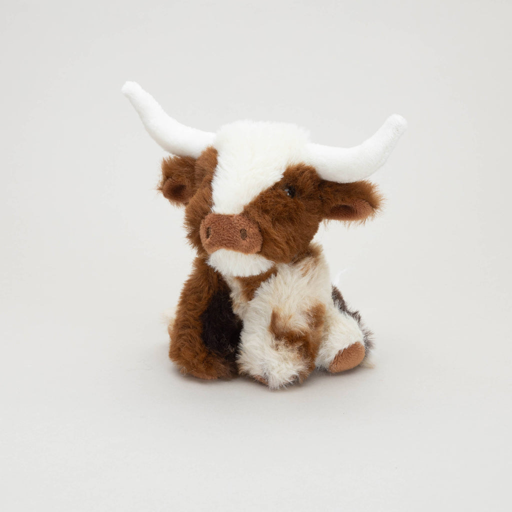 Jomanda Soft Toys & Accessories - UK Based - Mini peluche vache Texas Longhorn crème et marron 11 cm