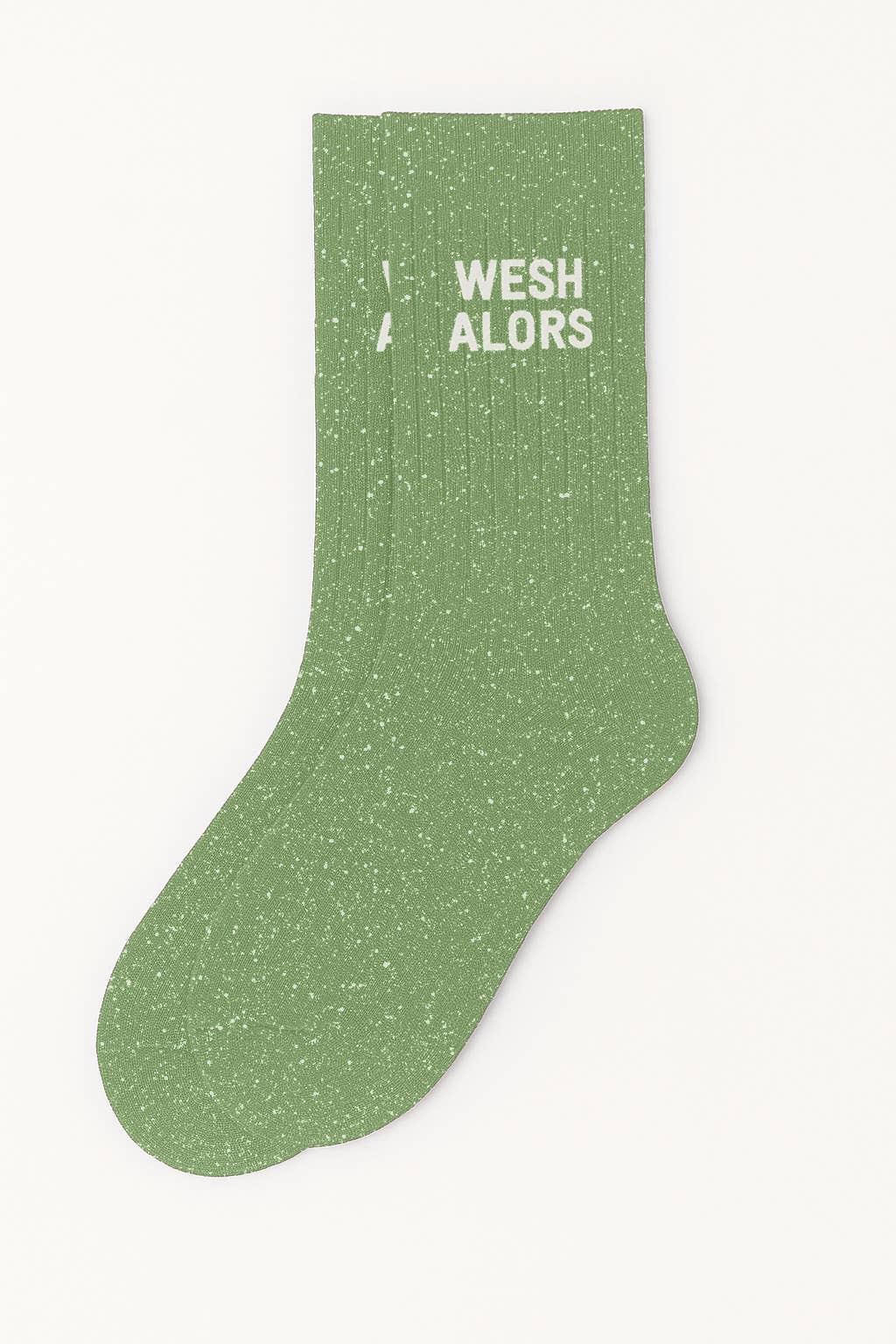 WOOM - Chaussettes à Paillettes à Message "Wesh Alors" Vert Amande