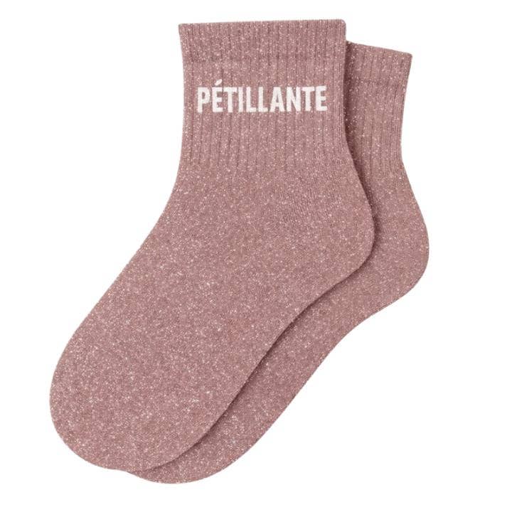 Chaussettes Courtes à Paillettes "Pétillante"  Rose Gold