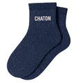 "Kitten" Glitter Short Socks - Navy