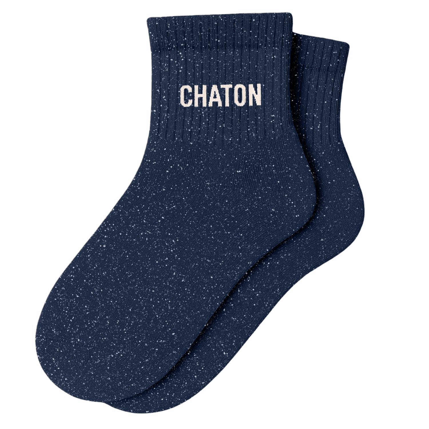 "Kitten" Glitter Short Socks - Navy