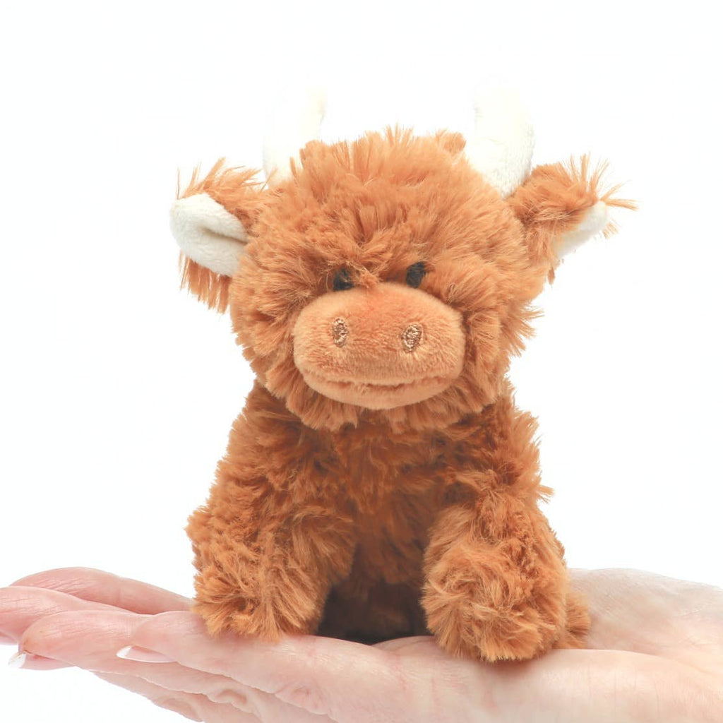 Jomanda Soft Toys & Accessories - UK Based - Mini-jouet en peluche en forme de vache Highland brune pour bébé, 11 cm