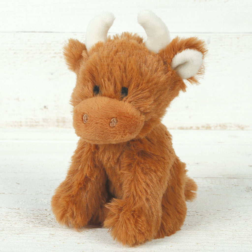 Jomanda Soft Toys & Accessories - UK Based - Mini-jouet en peluche en forme de vache Highland brune pour bébé, 11 cm