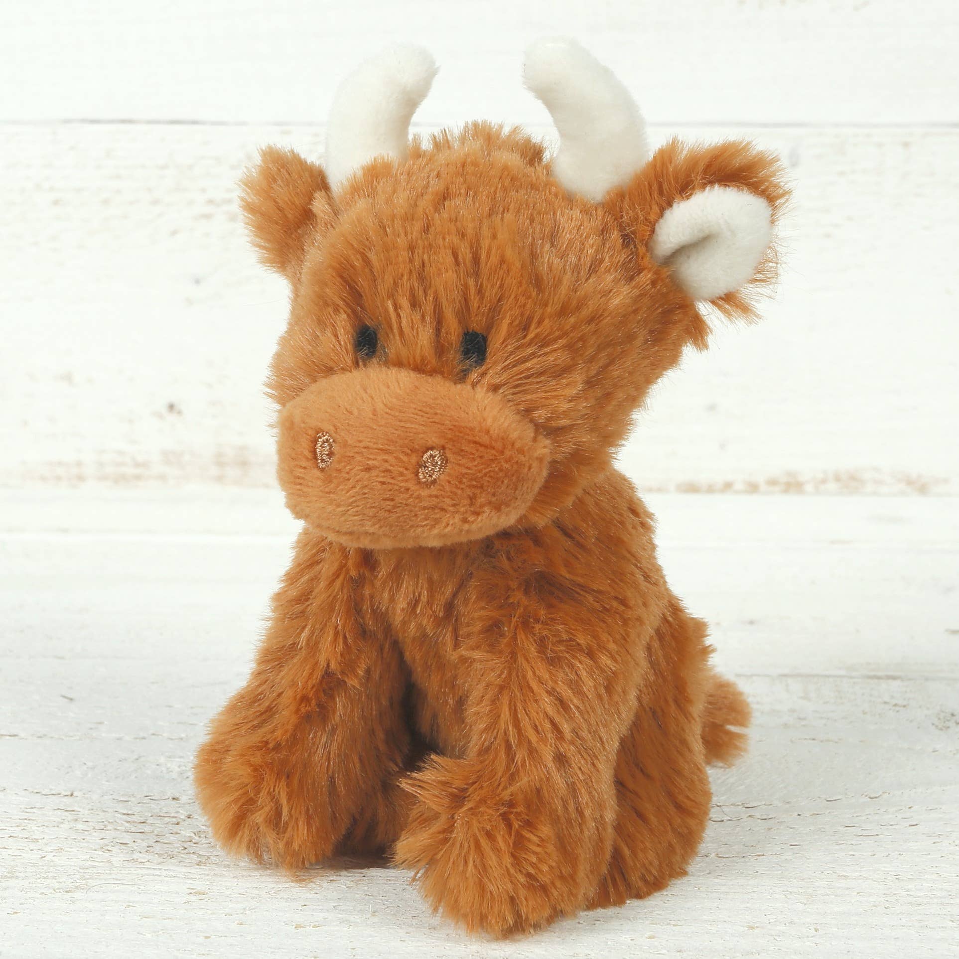 Jomanda Soft Toys & Accessories - UK Based - Mini-jouet en peluche en forme de vache Highland brune pour bébé, 11 cm
