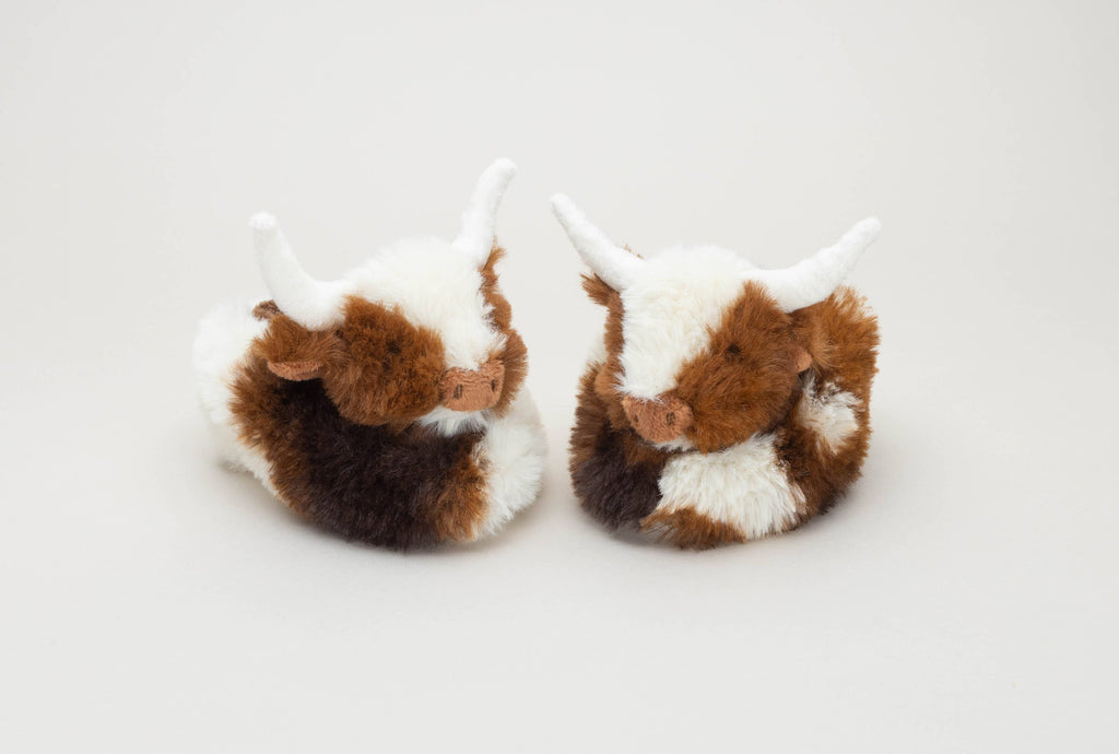 Jomanda Soft Toys & Accessories - UK Based - Pantoufles en peluche Texas Longhorn Highland Cow pour bébé et chaussures de maison