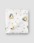Be A Heart - Couverture emmaillotage en mousseline Sainte Thérèse de Lisieux pour bébé